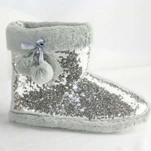 New Sequins Grey/Silver Colors Slippers